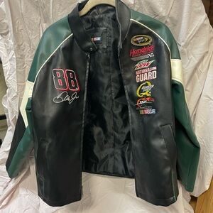 Nascar Black and Green Racing Jacket with Patches